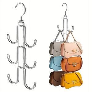 2PCS Silver Hanger Organizer for Closet,  Metal Purse Holder for Closet